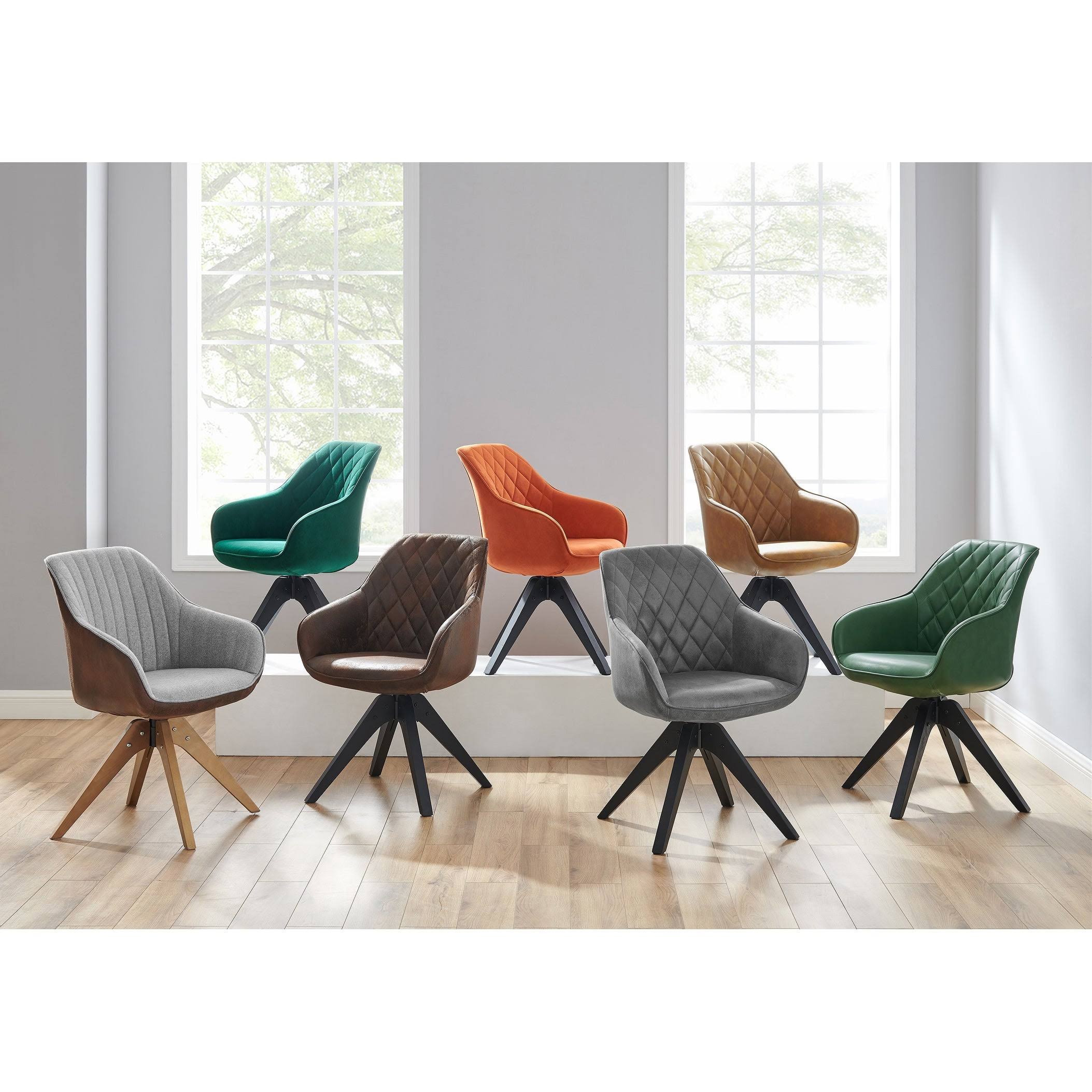 Art Leon Arthur Blue Fabric Mid-Century Swivel Office Accent Arm Chair with Wood Legs