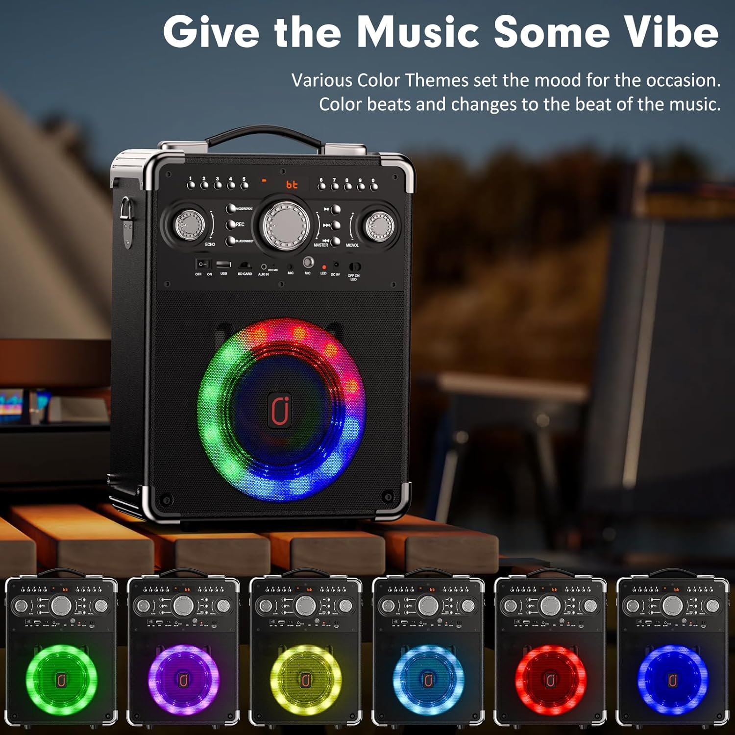 Karaoke Machine, Bluetooth Speaker with 3 Wireless Microphones, Portable PA System for Party/Adults/Kids with Disco Lights & Remote Contro, Support TWS/USB/TF Card/AUX/REC S8-T