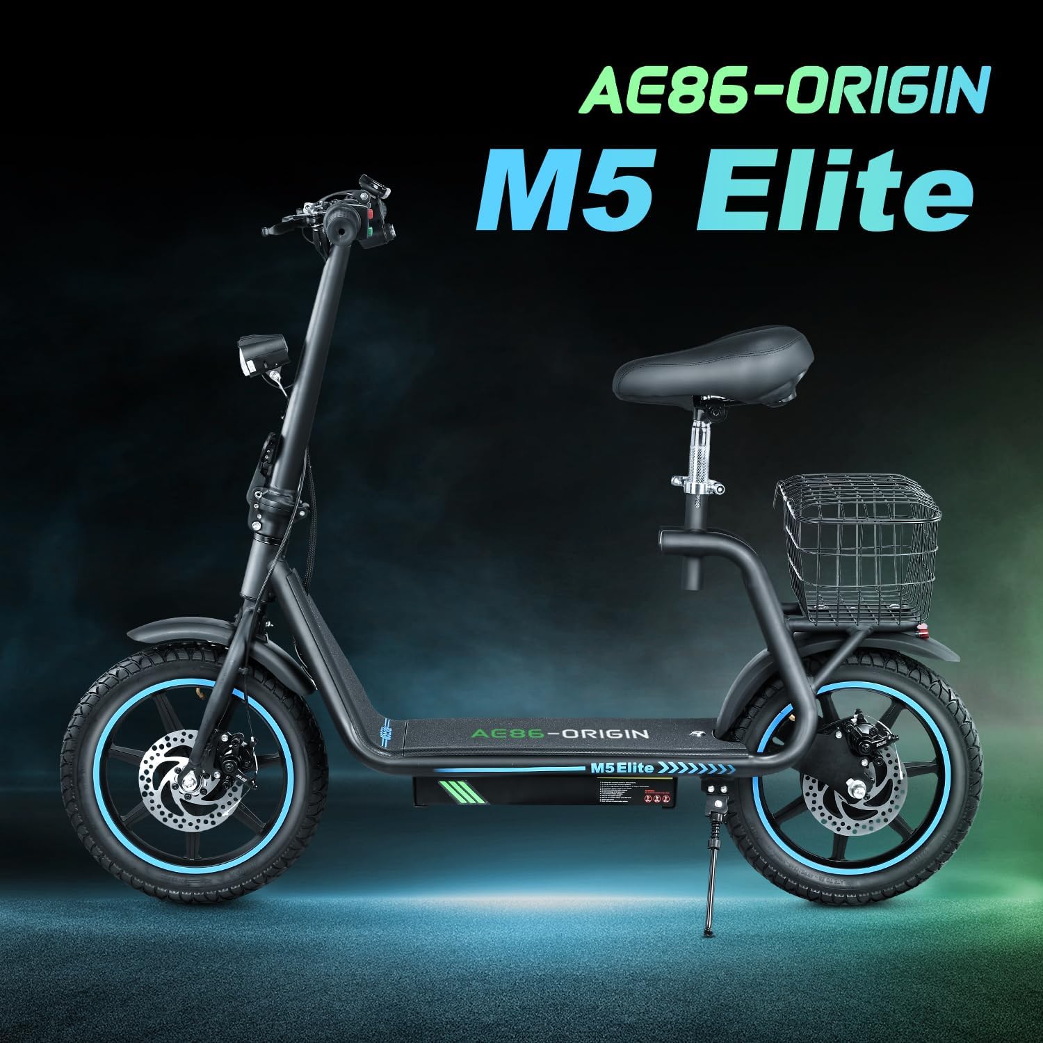 M5 Electric Scooter with Seat, 500W Powerful Motor up to 22 Miles Range, Foldable Electric Scooter for Adults 14" Pneumatic Tire, Max Speed 25Mph, Foldable Commuter Scooter with Basket
