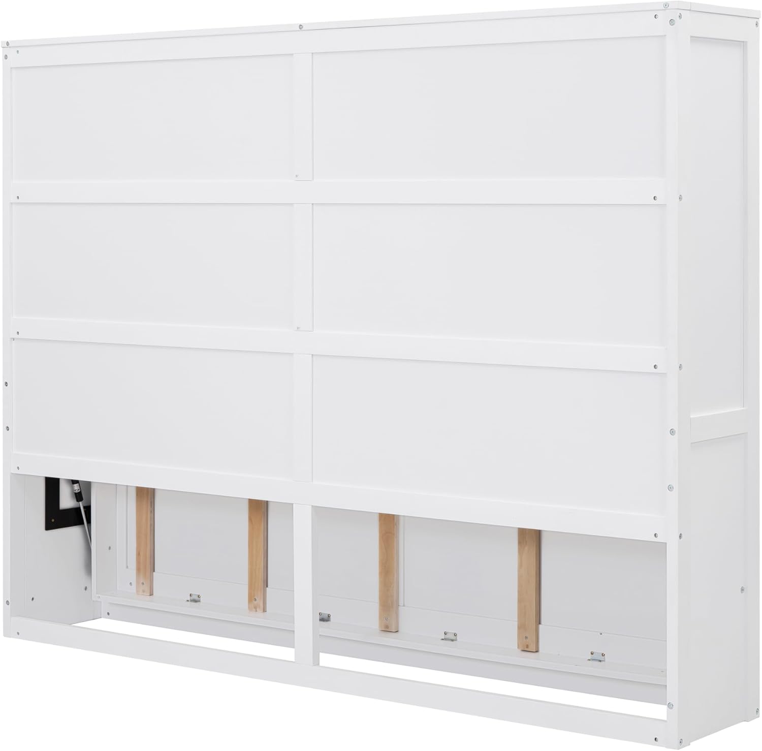 Queen Size Murphy Bed Wall Bed, Solid Wood Platform Bed with Wooden Support Slats, Versatile Murphy Cabinet Bed for Guest Room Home Office Small Room (White + Plywood+Queen)
