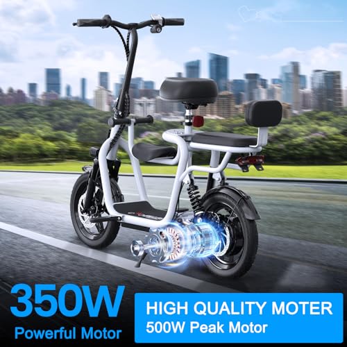 Adult Electric Scooter with Seat for Adults Power by 500W Motor, Electric Scooter Adults E Bike with 14" Pneumatic Tire and 20 Miles Range&17.4Mph, Electric Bicycle for Women/Man Pro (Silver)