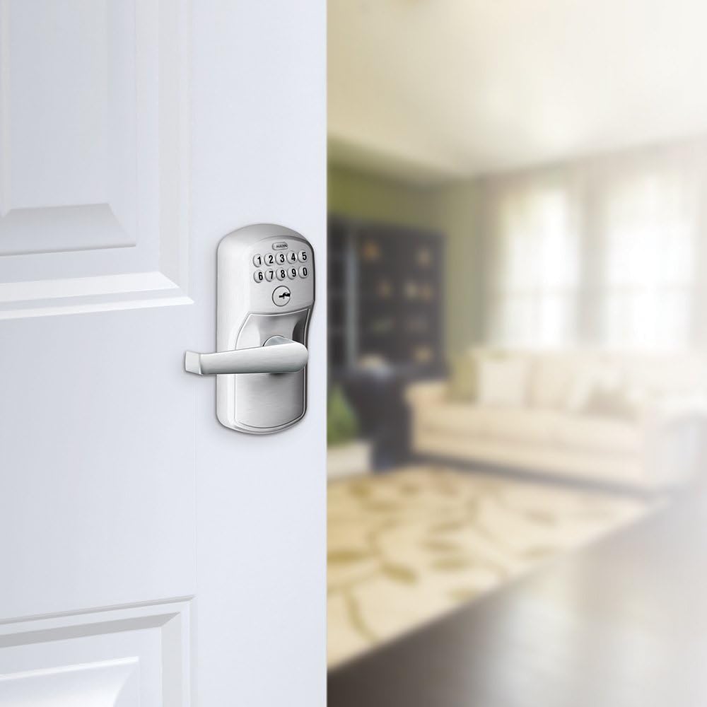 SCHLAGE Brushed Chrome FE595CS V PLY 626 ELA Plymouth Light Commercial Electronic Keypad Lock with Elan Lever(Satin Chrome) Pack of 2