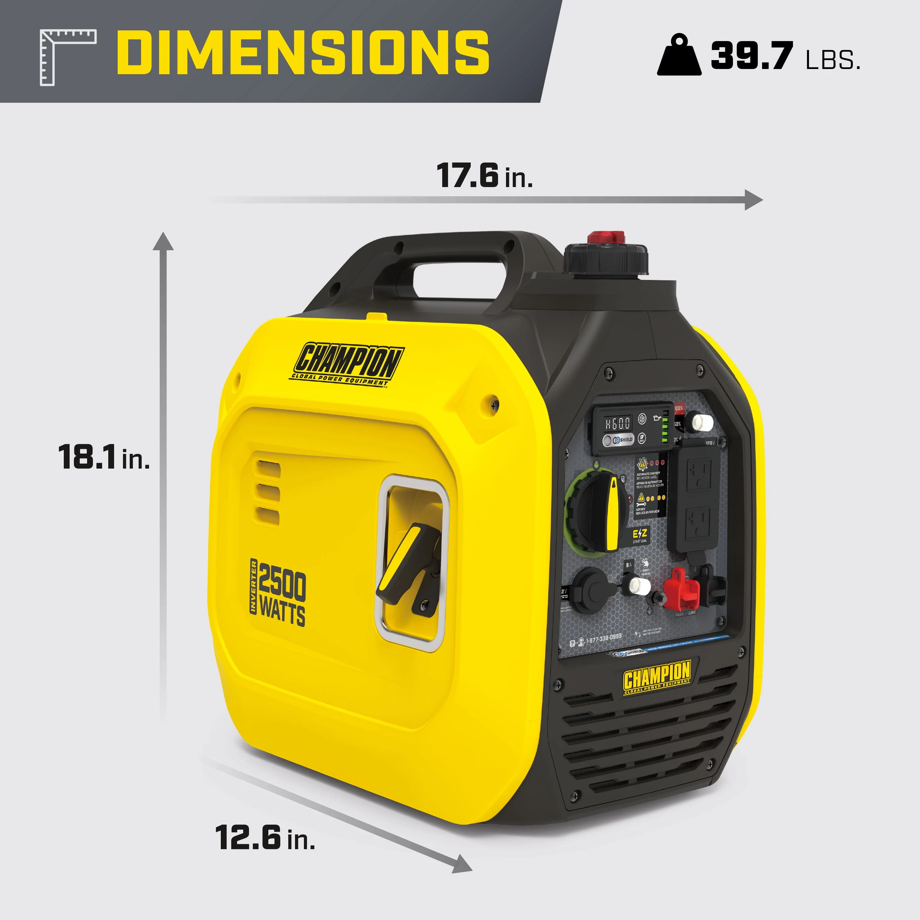Champion Power Equipment 2500-Watt Ultralight Gasoline Portable Inverter Generator with CO Shield