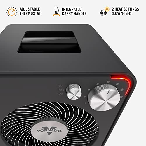 Vornado VMH300 Whole Room Metal Heater with 2 Heat Settings and Adjustable Thermostat, Storm Gray