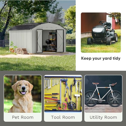 Patiowell 3 x 3 FT Outdoor Storage Shed,Small Garden Tool Storage Shed with Sloping Roof and Single Lockable Door, Outdoor Shed for Backyard Garden Patio Lawn, Grey