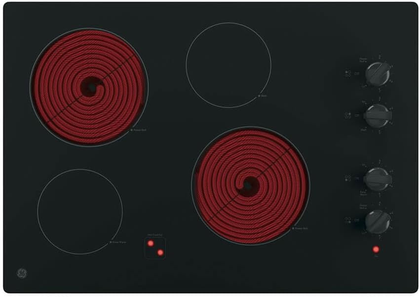 GE 30 Inch Built-In Knob Control Electric Cooktop in Black Ceramic