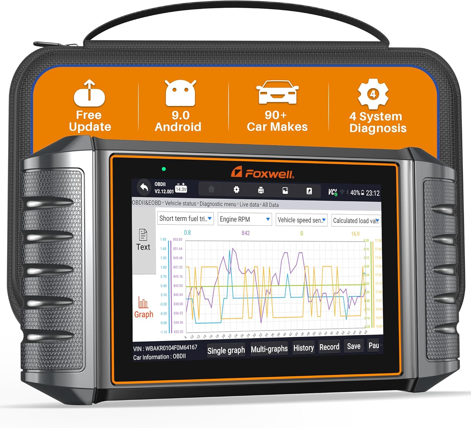 2024 Foxwell Car Code Reader NT706 OBD2 Scanner ABS Airbag Engine Transmission Battery Monitor Scan Tool, 5.5" Android 9.0 Tablet WiFi Upgrade of NT604 Scanner Diagnostic Tool for Cars and Trucks