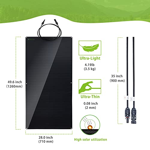 Topsolar Flexible Solar Panel 360W 24V/12V Monocrystalline Bendable - 2 * 180 Watt 12Volt Semi-Flexible Mono Solar Panels Charger Off-Grid for RV Boat Cabin Van Car Uneven Surfaces