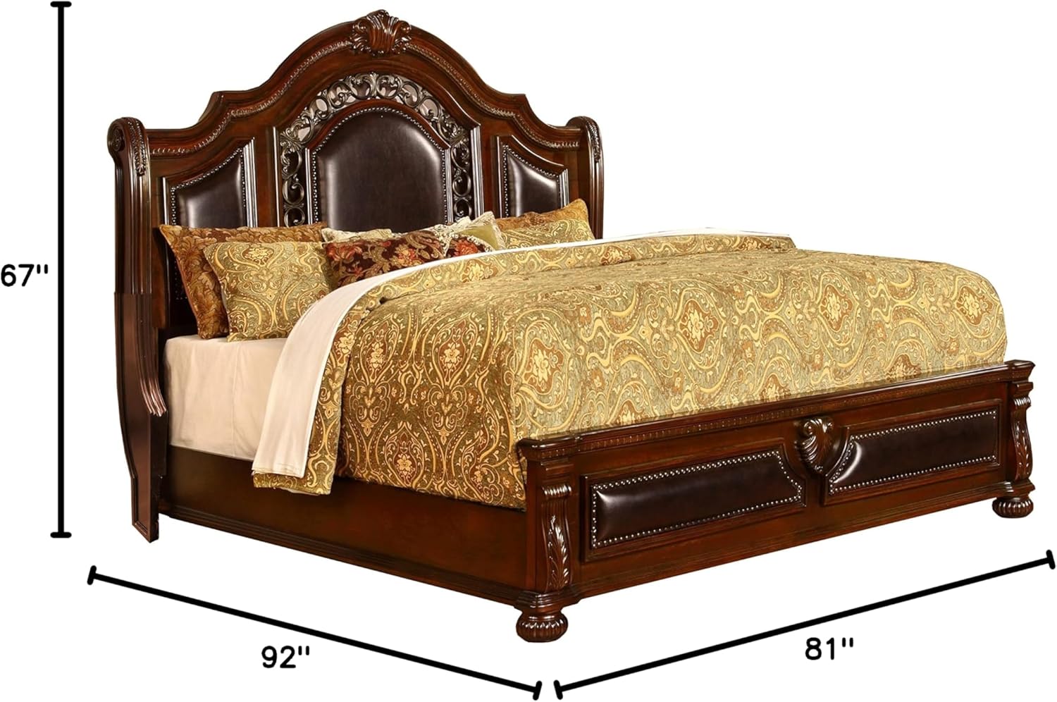 Best Master Furniture Bessy Traditional Cherry Wood King Platform Bed