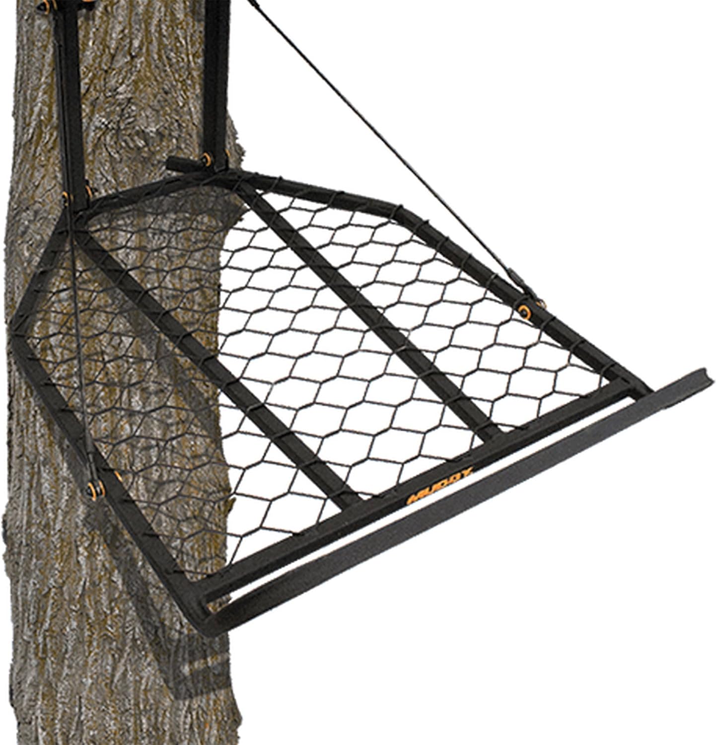 Muddy The Boss XL Wide Stance Hang On 1 Person Hunting Tree Stand Platform with Silent Straps, FlexTek Seating, and Extra Wide Platform (2 Pack)