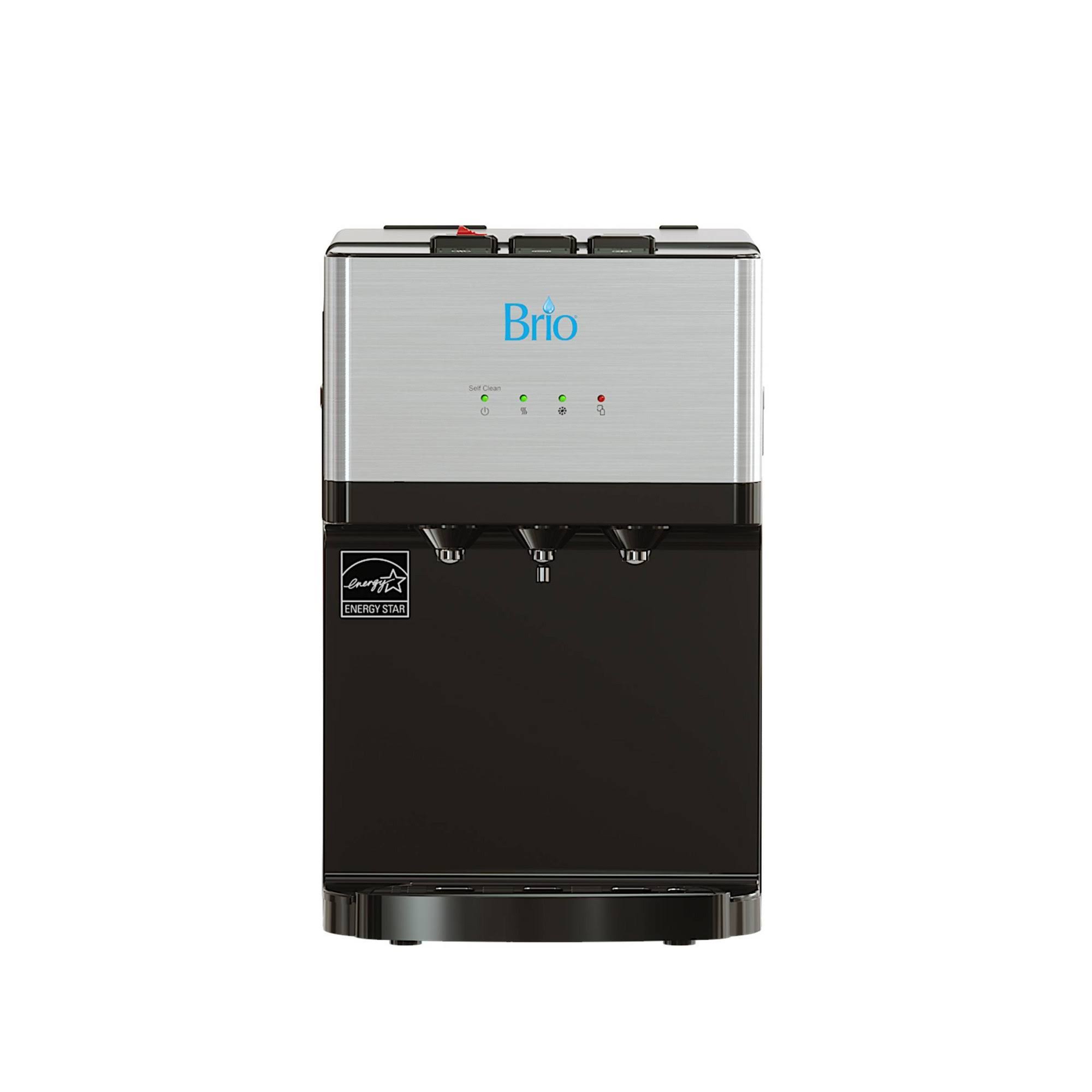 Brio Countertop Self Cleaning Bottleless Water Cooler Dispenser with Filtration - Hot Cold and Room Temperature Water. Free Extr