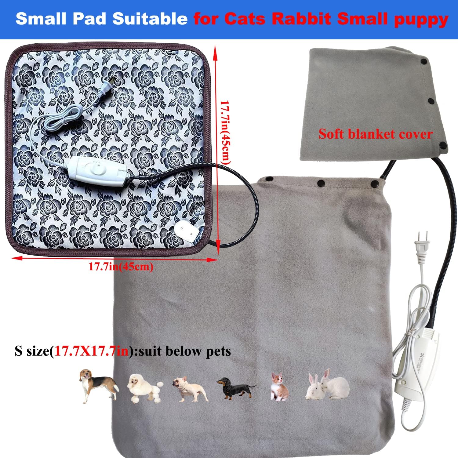 Pet Heating pad Large Heated Dog Bed 34x21 Cat Heating pad Indoor Electric Dog Heating pad Waterproof Heated Dog House mat Easy Clean Pack of 2