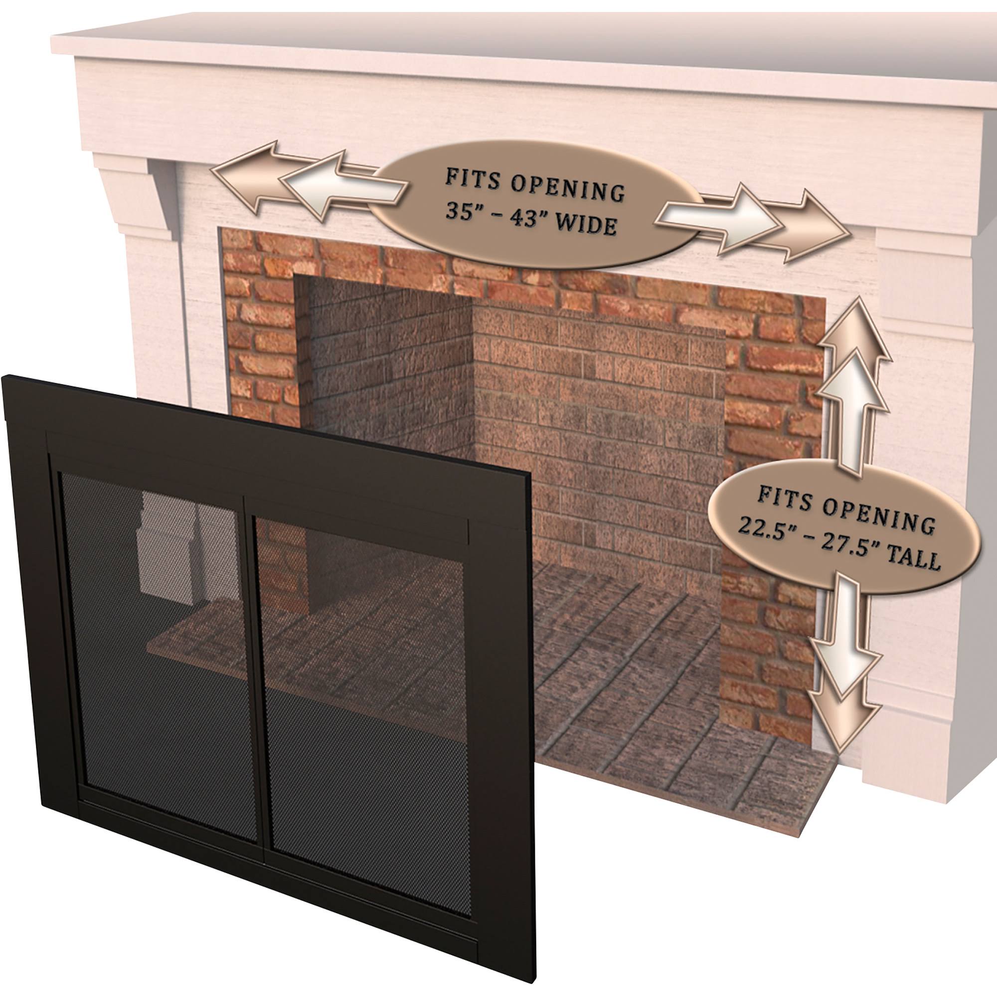 Pleasant Hearth Fieldcrest Fireplace Glass Door - Black, Model Fc-5903