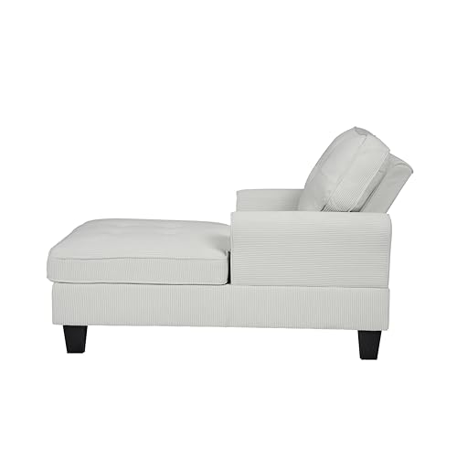 Corduroy Chaise Lounge with Storage, Indoor Sofa Bed Chair, Upholstered Lounge Chair for Bedroom, Living Room (Beige)