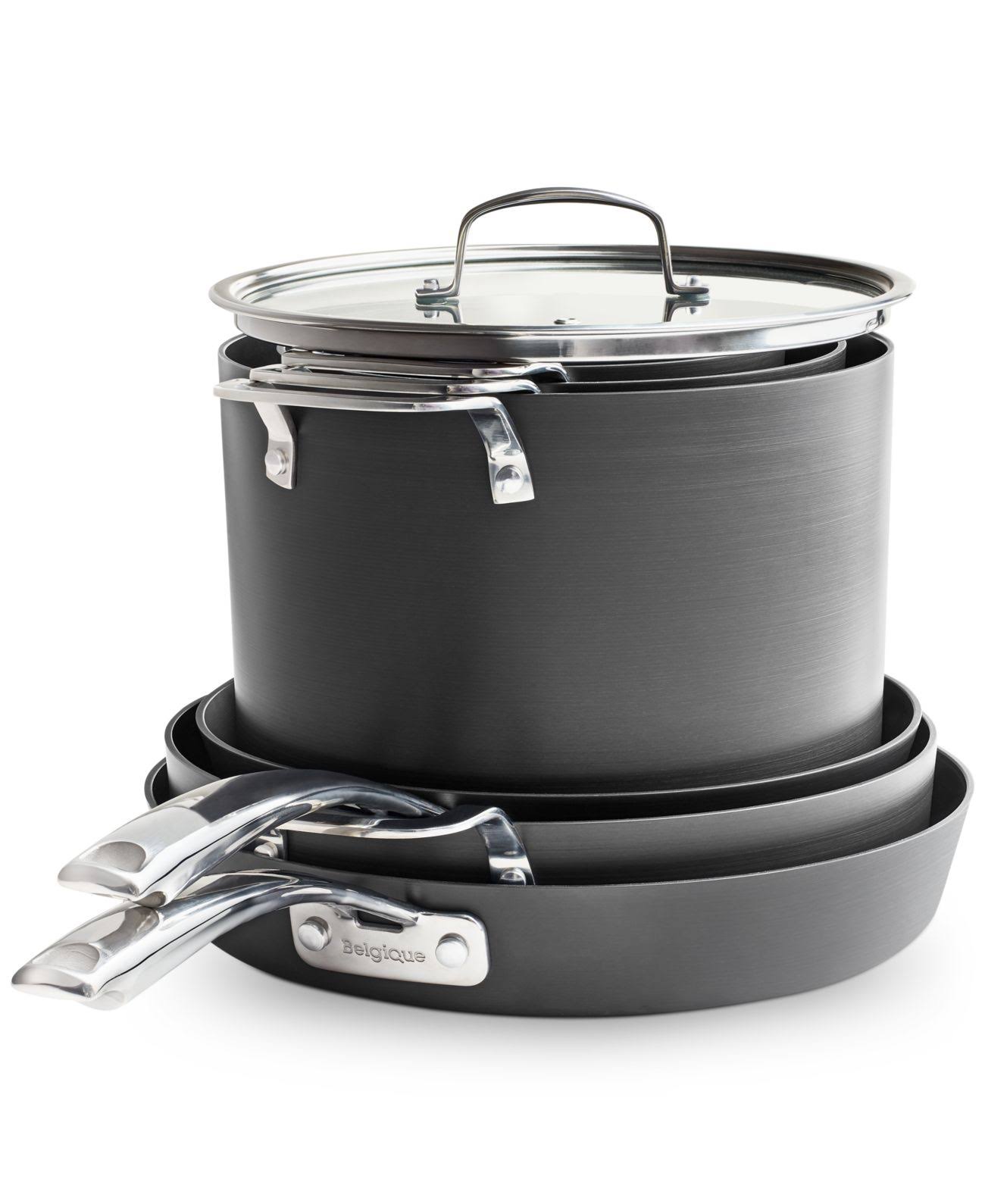 Belgique Stackable 10-Piece Nonstick Aluminum Cookware Set, Save Space in Your Cabinets Without