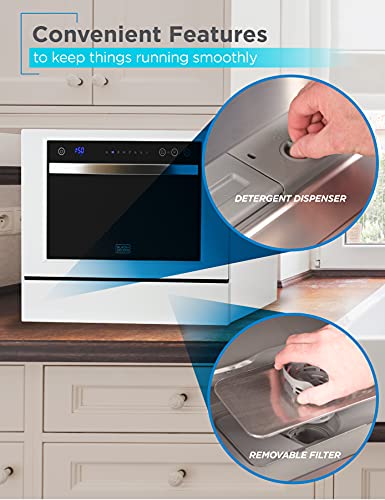 BLACK+DECKER BCD6W 6 Place Setting Compact Countertop Dishwasher
