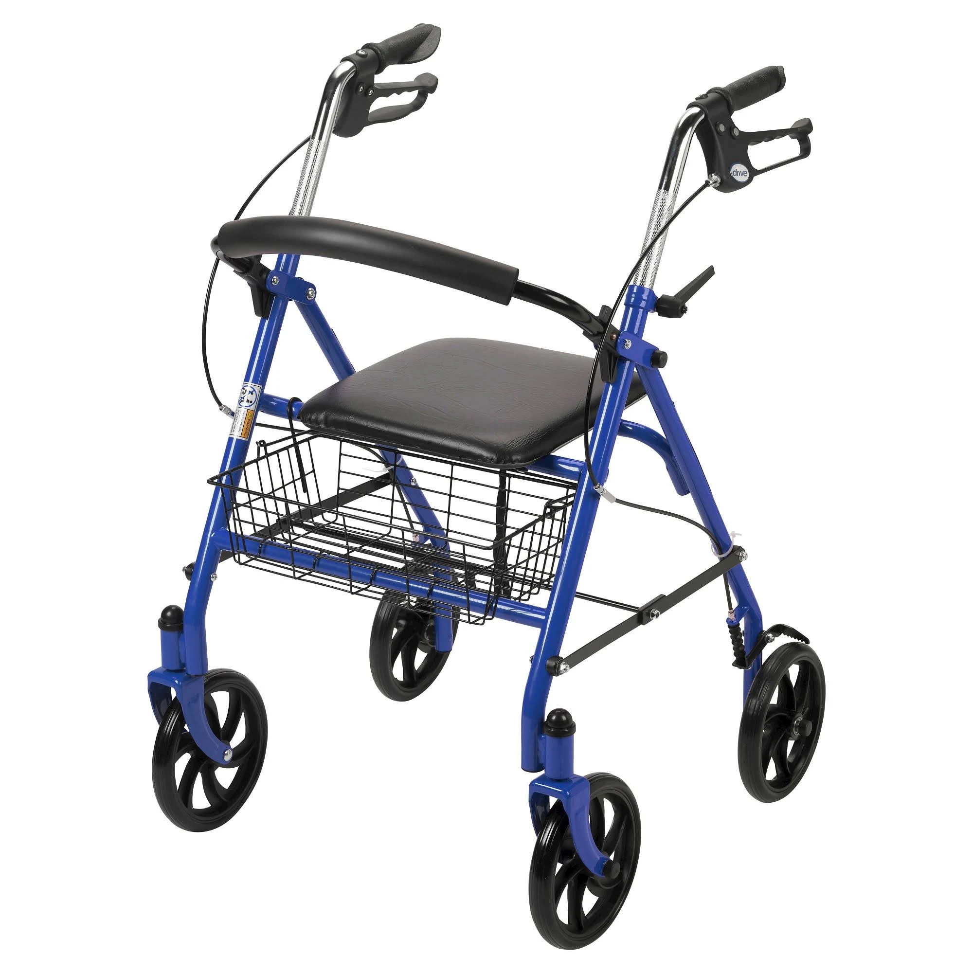 Drive Medical Four Wheel Walker Rollator with Fold Up Removable Back Support - BLUE.