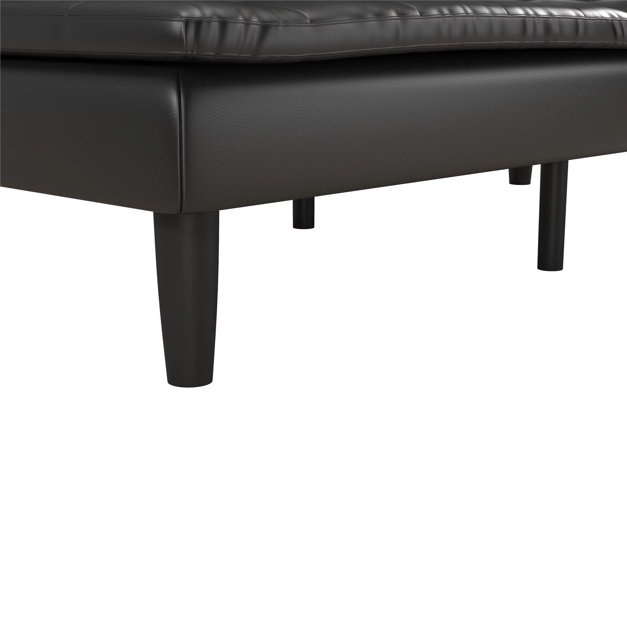 Mainstays Memory Foam Futon with Cupholder and USB, Black Faux Leather