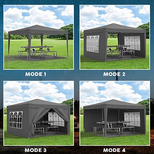 10x20 White Pop Up Canopy Tent Heavy Duty with 6 sidewalls Commercial Outdoor Party Tent Event Wedding Tents Instant Canopy Gazebo with Carry Bag UPF 50+ Waterproof Adjustable Height