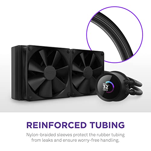 NZXT Kraken 240 RGB - 240mm AIO CPU Liquid Cooler - RL-KR240-B1 - Customizable 1.54" Square LCD Display for Images, Performance Metrics - High-Performance Pump - 2 x F120 RGB Core Fans - Black
