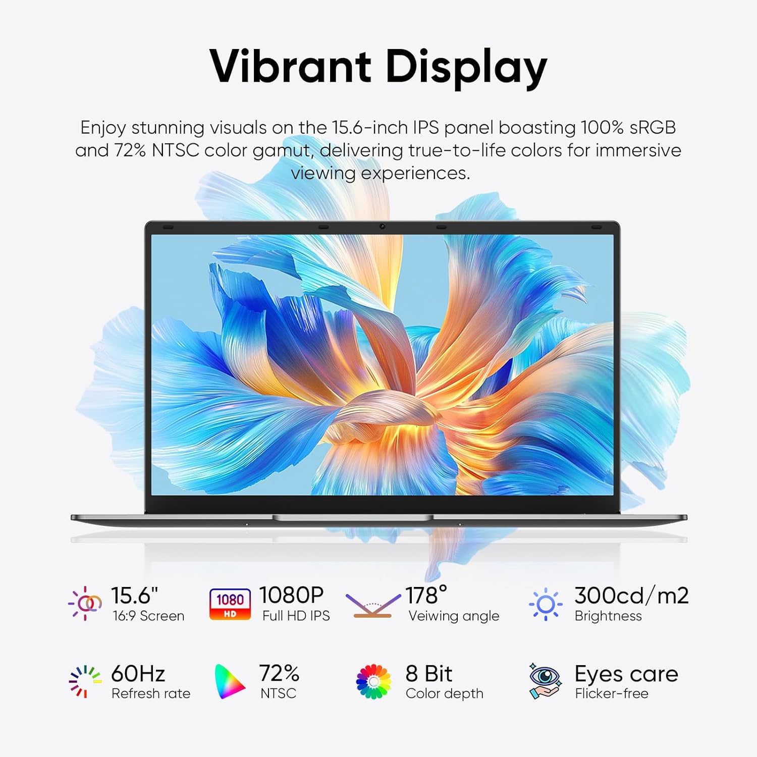 15.6" Windows 11 Pro Laptop, MS Office 2024, 8GB RAM 256GB Storage, Intel Celeron N4000(up to 2.6GHz) 100% sRGB Screen, 2.4G/5G Dual Band WiFi, BT4.2, USB-A, Long Battery Life, Silver