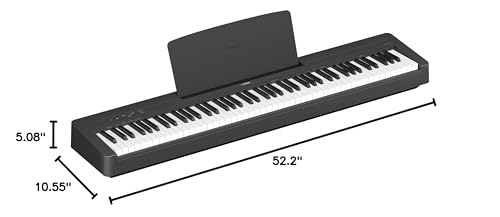 Yamaha 88-Key Weighted Portable Digital Piano Keyboard with Music Rest, Sustain Foot Switch, Built-in Speakers, USB Connectivity, Black (P45B)