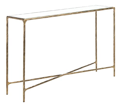 SAFAVIEH Couture Home Collection Jessa Silver Metal/Tempered Glass Top Entryway Living Room Rectangle Console Table (Fully Assembled) SFV9502B