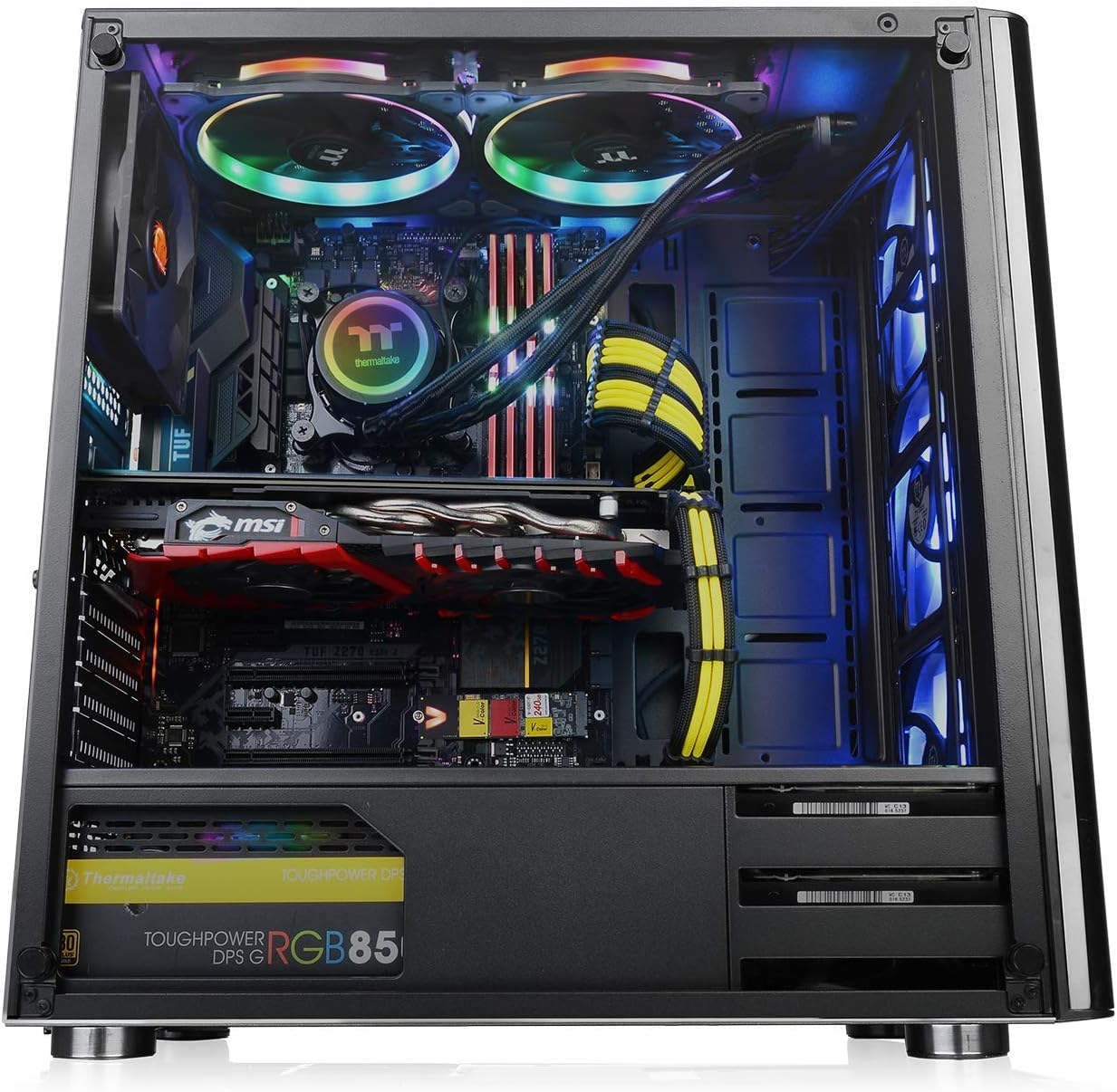 Thermaltake V200 Tempered Glass RGB Edition 12V MB Sync Capable ATX Mid-Tower Chassis with 3 120mm 12V RGB Fan + 1 Black 120mm Rear Fan Pre-Installed CA-1K8-00M1WN-01