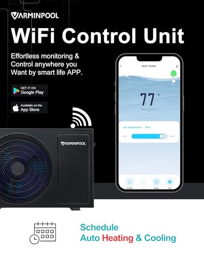 27000BTU Smart Electric Pool Heater for In and Above Ground Pool up to 7,000 Gals, Pool Heat Pump with Schedule Function and Control via APP, Titanium Heat Exchanger, 120V