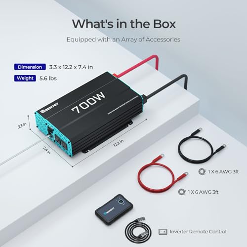 Renogy Inverter PUH, 3000W Pure Sine Wave Power Inverter with UPS Transfer Switch & Bluetooth, 12V DC to 120V AC Converter for RV, Truck, Home,Camping - 6000W Surge Power, Remote Monitoring