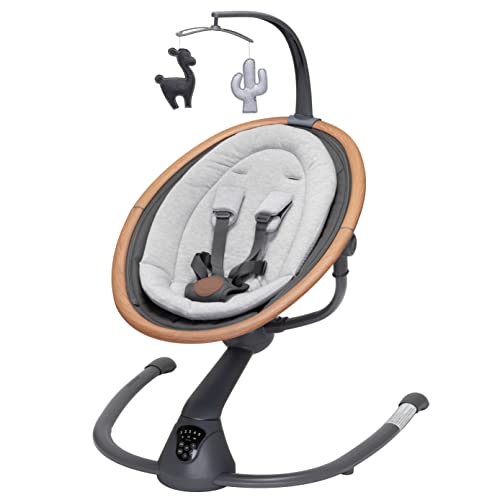 Maxi-Cosi Cassia Baby Swings for Infants: Smart Portable Baby Swing with Music, Lightweight & Foldable Baby Swing, 360 Rotation Infant Swing, Classic Oat
