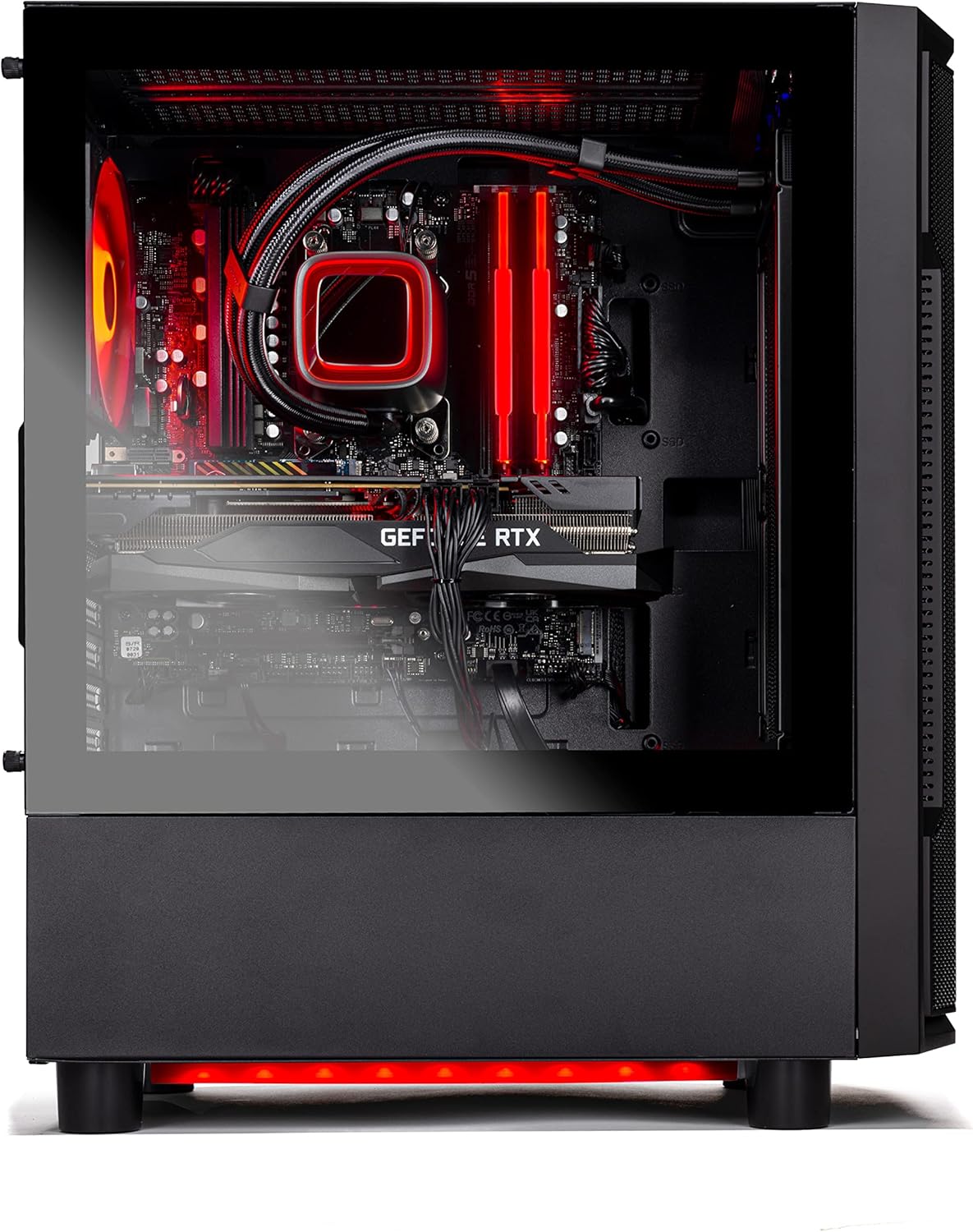 Skytech Gaming Skytech Shadow Gaming PC Desktop – AMD Ryzen 5 7600X 4.7 GHz, RTX 3060 Ti, 1TB NVME SSD, 32G DDR5 RGB, 600W Gold PSU, 240mm AIO, AC Wi-Fi, Windows 11 Home 64-bit,Black