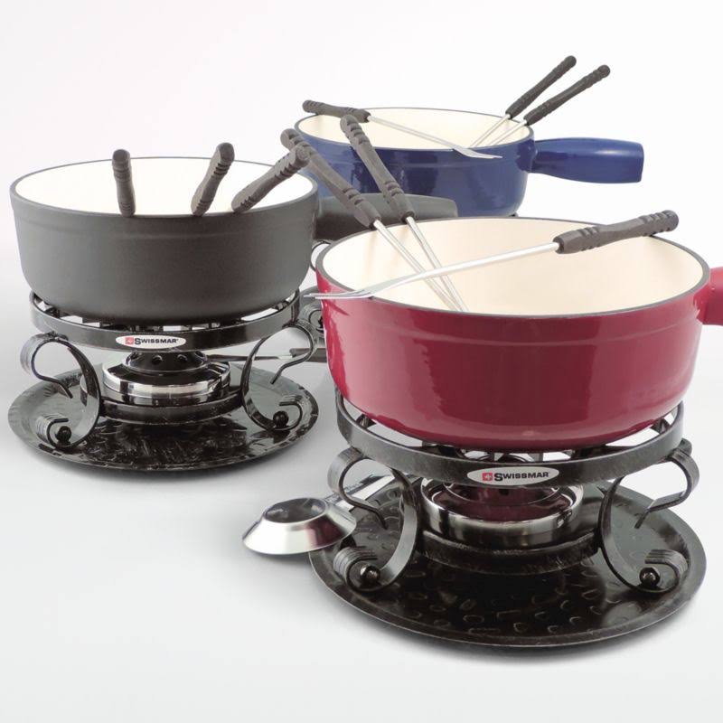 Swissmar Lugano 9 Piece Black Cheese Fondue Set