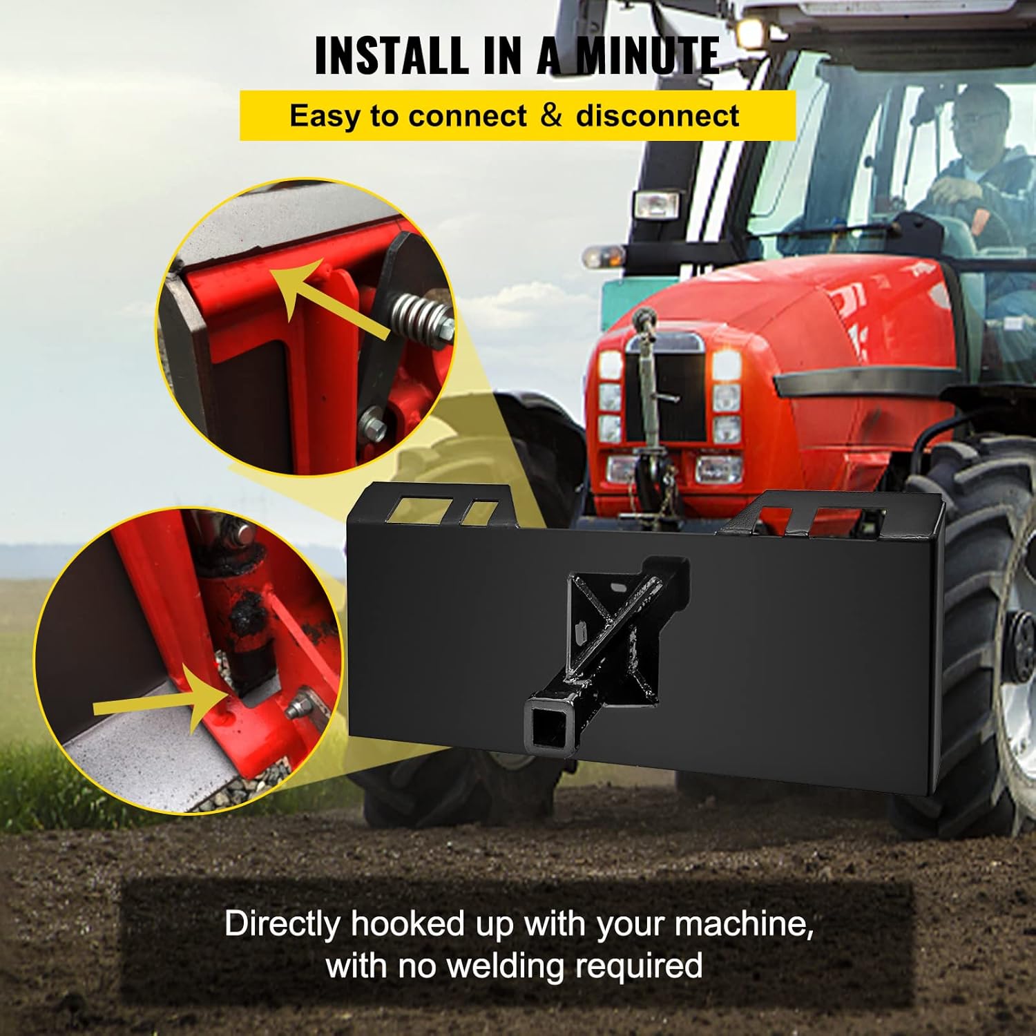 Mophorn  1/4 Thick Plate 3/8 Top Bar Thic Quick Tach Attachment Mount Plate Skid Steer Bobcat