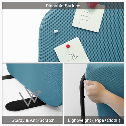 Standing Room Divider 29”x65” Portable Self Freestanding Partition for Classroom, Office, Studio Webcam Background, Sound Absorption Privacy Screen Separator (Steel)