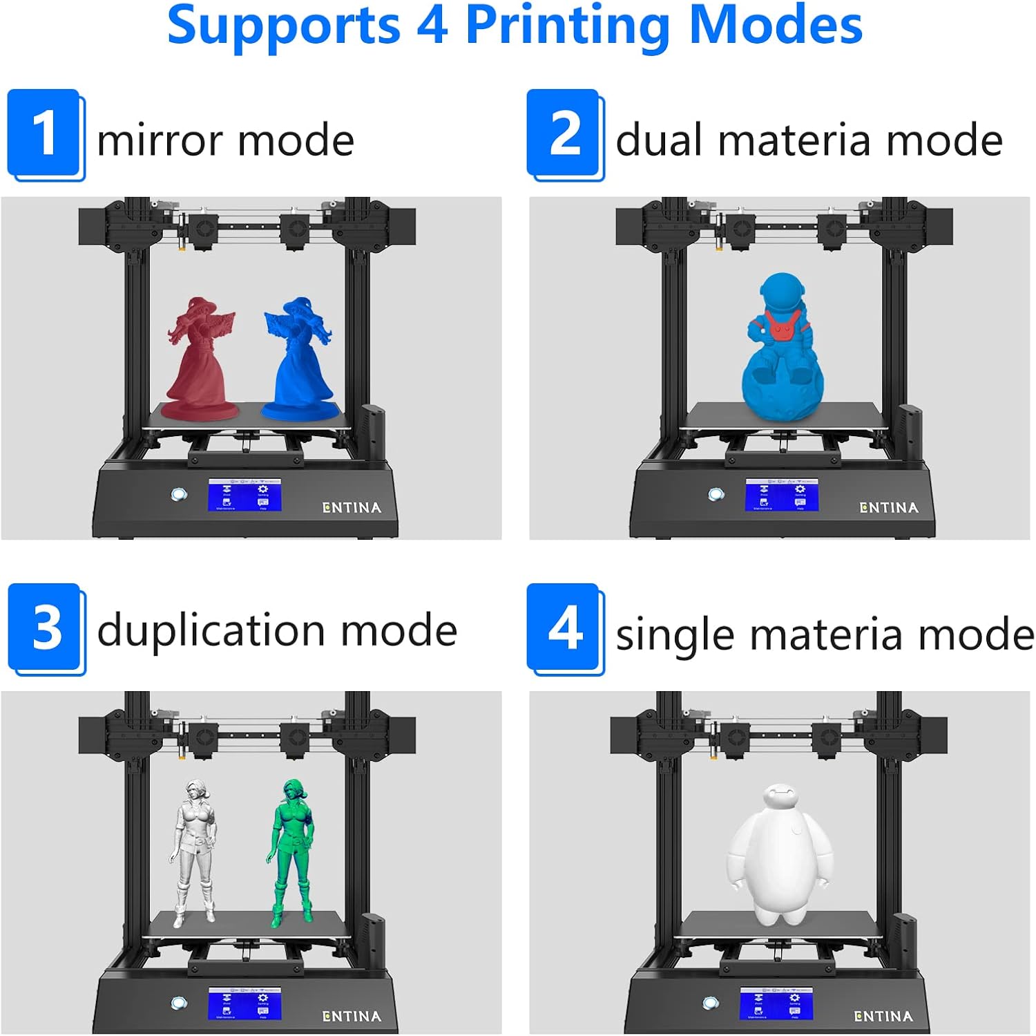 X40 IDEX 3D Printer, Independent Dual Extruder 3D Printer with TMC2208 Silent Driver, 4.3 Touch Screen, PEI Spring Steel Magnetic Platform, Built-in Camera, Wi-Fi Cloud Printing 300x300x400mm