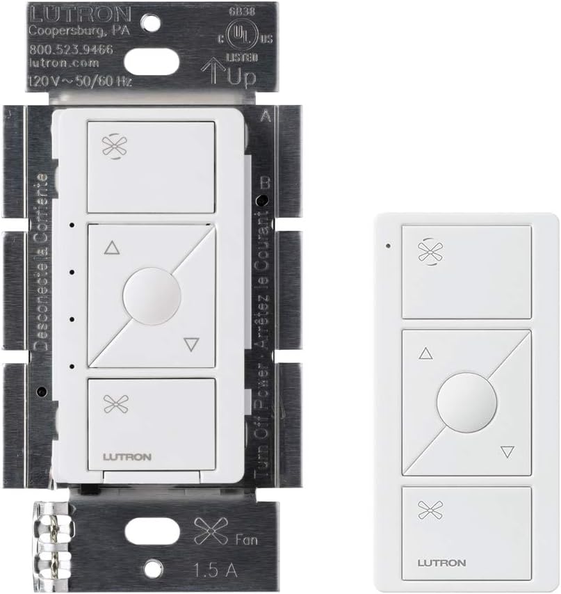 Lutron PD-FSQN-WH Caseta Wireless Smart Fan Speed Control, White