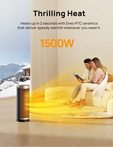 Dreo Space Heater, Portable Electric Heaters for Indoor Use, 70° Oscillation, 12H Timer & Tower Fan with Remote, 90° Oscillating Bladeless Fan, 42 Inch, Quiet with 6 Speeds