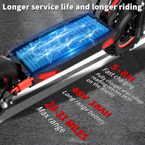 1200W Electric Scooter for Adults with Seat - Adults Electric Scooters 11" Offroad Escooter 34MPH Speed, 31-35 Miles Long Range Fast ElectricScooter for Commuting,48V 18Ah Folding E Scooter