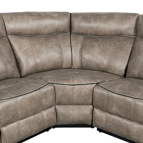Manual Set, Premium L-Shaped Faux Leather Recliner Corner Sectional Couch with Console & Cup Holders for Living Room Sofas para Sala, A-Black aa