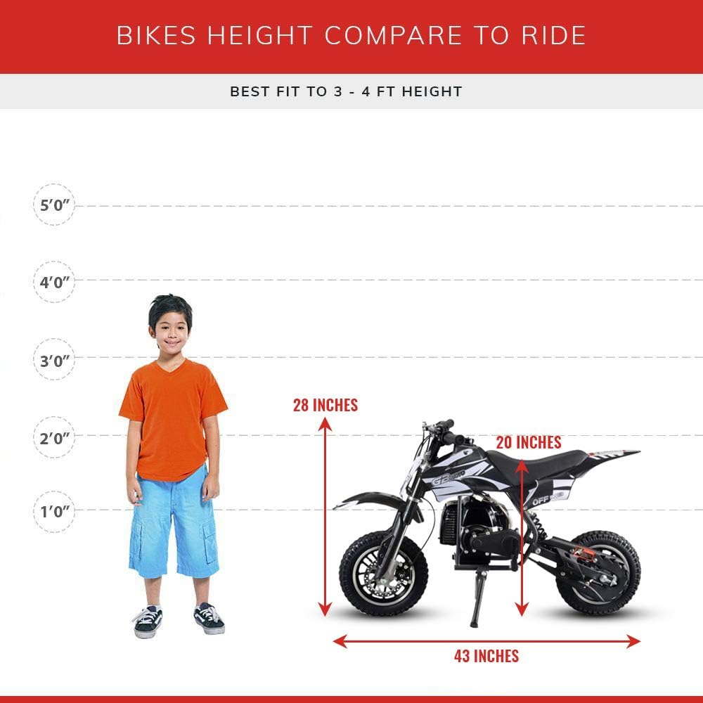 49CC 2-Stroke Gas Power Mini Dirt Bike Dirt Off Road Motorcycle (Red)