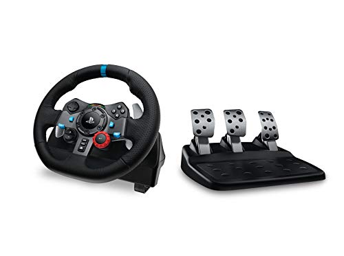 Logitech G29 Driving Force Racing Wheel and Floor Pedals, Real Force Feedback, Stainless Steel Paddle Shifters, Leather Steering Wheel Cover, Adjustable Floor Pedals, EU-Plug, PS4/PS3/PC/Mac, Black