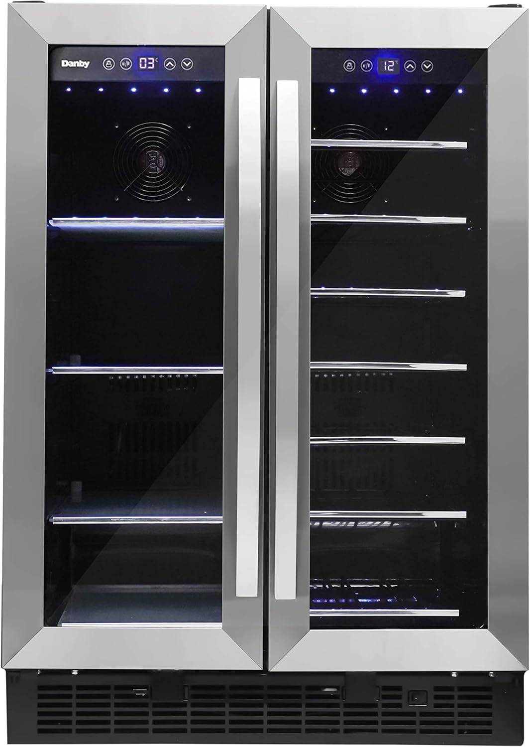 Danby DBC052A1BSS Built In Beverage Center, French Door Under Counter Beverage Cooler For Chilling Wine, Beer, Pop - In Stainless Steel - For Kitchen, Home Bar