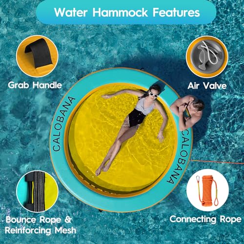 Round Floating Ring Inflatable Water Hammock Heavy Duty River Floats Lake Raft for Adults Tanning Pool Lounger Float Island Platform Pad Mat for Party