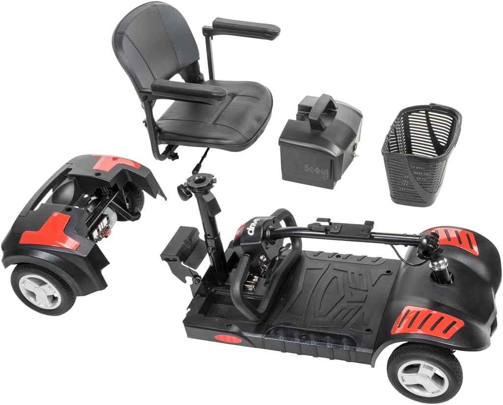 Drive Medical Spitfire Scout 4-Wheel Travel Mobility Scooter with 5 Year Extended Warranty (12 AH Battery (9 Mile Range)), Blue