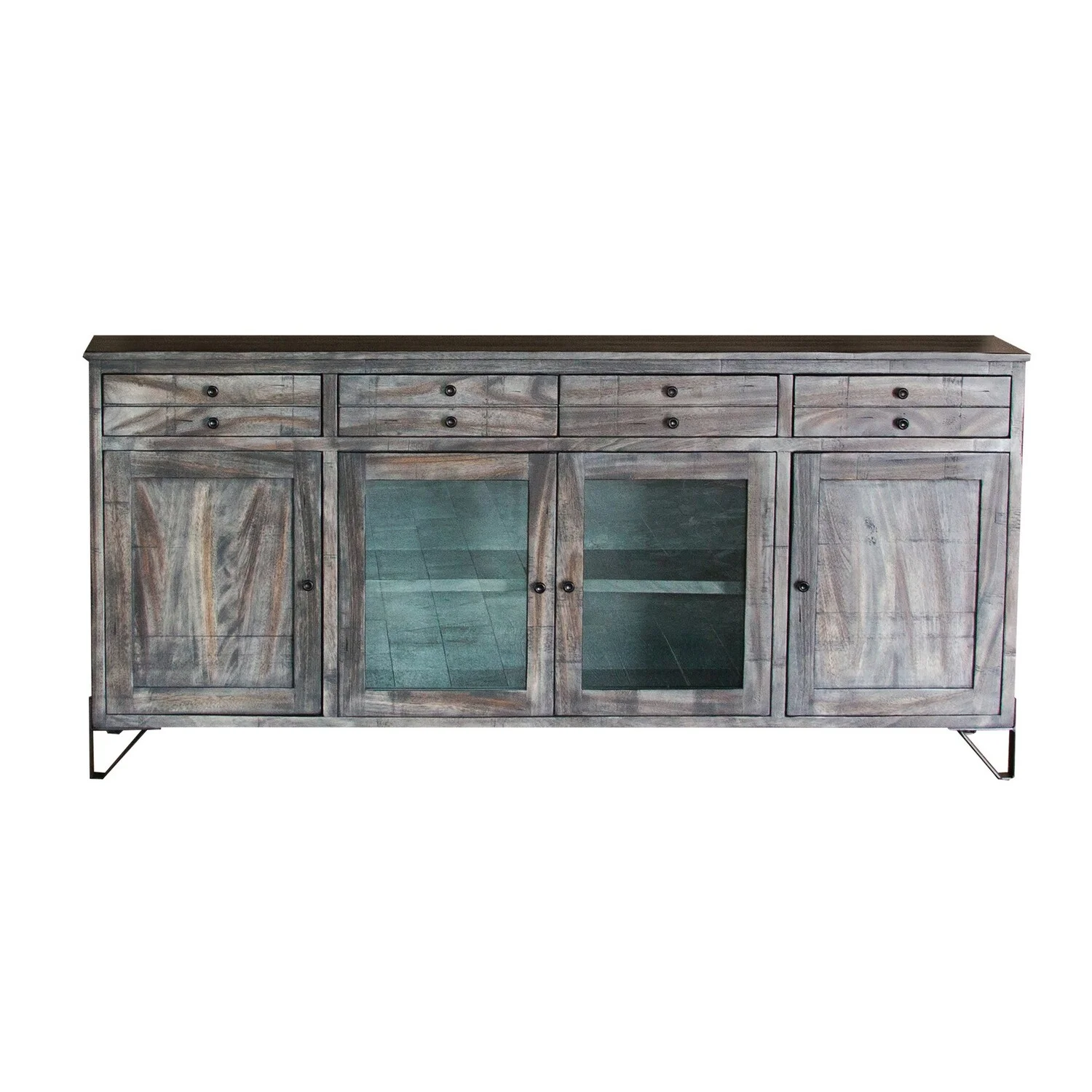 Ello 80 Inch 4 Drawer TV Entertainment Console - 4 Door - Gray Solid Wood