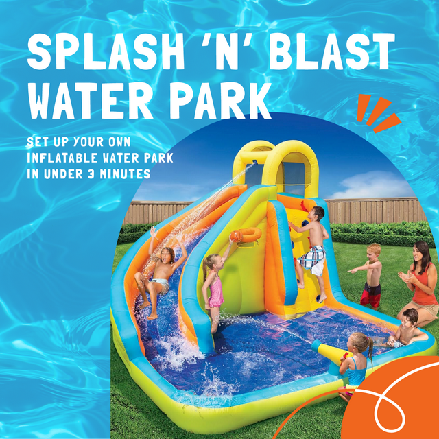 Banzai Splash 'N Blast Outdoor Backyard Inflatable Water Slide Splash Park