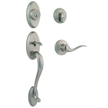 Shelburne Satin Nickel Single Cylinder Door Handleset with Tustin Door Lever Featuring SmartKey Security