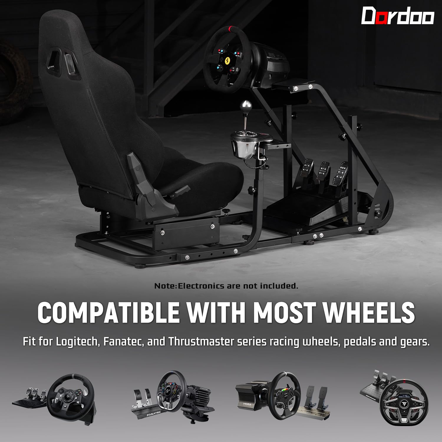Dardoo G29 Racing Simulator Cockpit with Ergonomic Gaming Seat Fit for Logitech/Thrustmaster/Fanatec G25 G27 G923 T150,Steering Wheel Stand Mountable Monitor Mount,Not Include Wheel, Pedal and Shifter