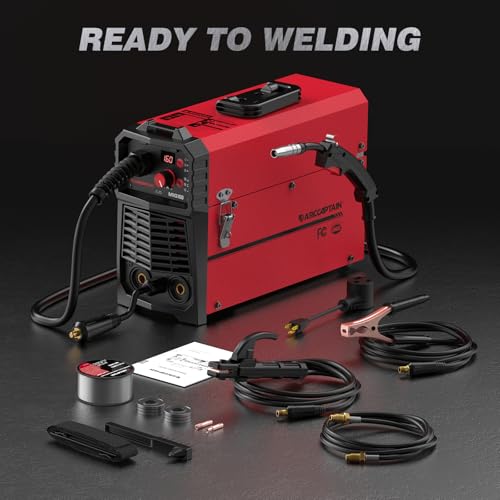 ARCCAPTAIN MIG Welder, 200Amp 6 in 1 Gas MIG/Gasless Flux Core MIG/Stick/Lift TIG/Spot welding/Spool Gun 110V/220V Aluminum Multi Process Welding Machine with LED Digital Display, Burn Back Adjustment